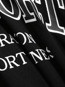 FRIFUL 女士V领撞色字母印花休闲长袖T恤，秋季服装 - 黑色 - 查看 8