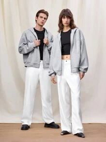 Manfinity VCAY Herren-Sweatshirt mit lockerer Passform und lässiger Kapuze, geeignet für Herbst und Winter - Hellgrau - Übersicht 4