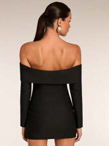 SHEIN BAE Mujer otoño Ropa mujer Mangas largas Mujer hombros descubiertos Manga larga Hombros descubiertos unicolor Minimalista Elegante blazer Otoño Ropa mujer Otoño Negocios casuales Mujer Vestido maestro Salidas Atuendos Oficina Ropa Mujer Blazers Ropa de trabajo