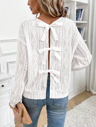SHEIN Frenchy Sweat-shirt à cordon de serrage en forme de papillon pour port casual et quotidien pour femmes