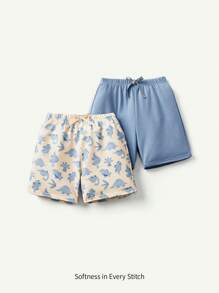 Cozy Pixies 2 chiếc Quần Short Hoạt Hình In Hình Động Vật Mềm Mại Thắt Lưng Cho Bé Trai - Nhiều màu - Xem 7