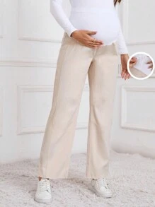 SHEIN Maternity Patchwork Simple Casual Everyday Wear Jeans - Apricot - View 1