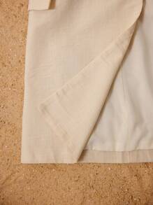 JACOBO SIN A 设计师女士商务休闲双排扣长款正式西装外套，适合商务、春季/假日、度假、外出、节日、伊比萨岛装扮、办公室 - 米色 - 查看 8