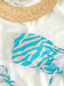 SHEIN Swim Women's Printed Simple Daily Wear Bikini Set, Random Print Summer Beach - Multicolor - View 4