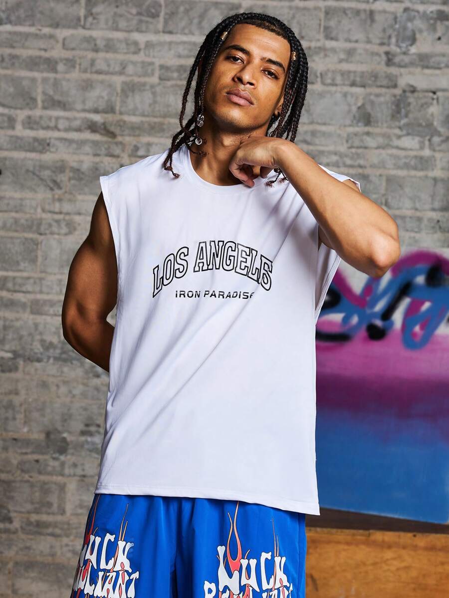 Manfinity Sport Corelite Manfinity Fitness Boyfriend Style Men Letter Graphic Tank Top  Workout Tops Tank Top Pack  Basketball Jersey Boyfriend Style Men I Love My Boyfriend Graphic Boyfriend Style Men T Shirt Boyfriend Style Men Joggers, Jersey, Graphic, Flag Football, All White Workout Tops Basketball White Tank Top Breathable - White - View 1