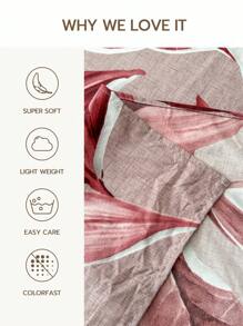 4件套100%涤纶树叶印花床上用品套装（2个枕套+1个床单+1个床笠），现代涤纶床上用品套装，四季皆宜