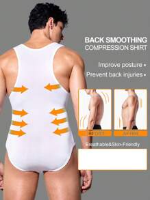 SHEIN Męski kombinezon bez rękawów w jednolitym kolorze - Biały - Zobacz 3