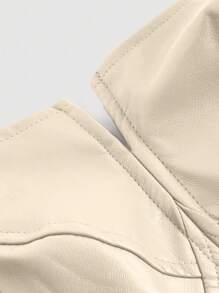 SHEIN MOD Solid Hanky Hem PU Leather Tube Top - Beige - View 3