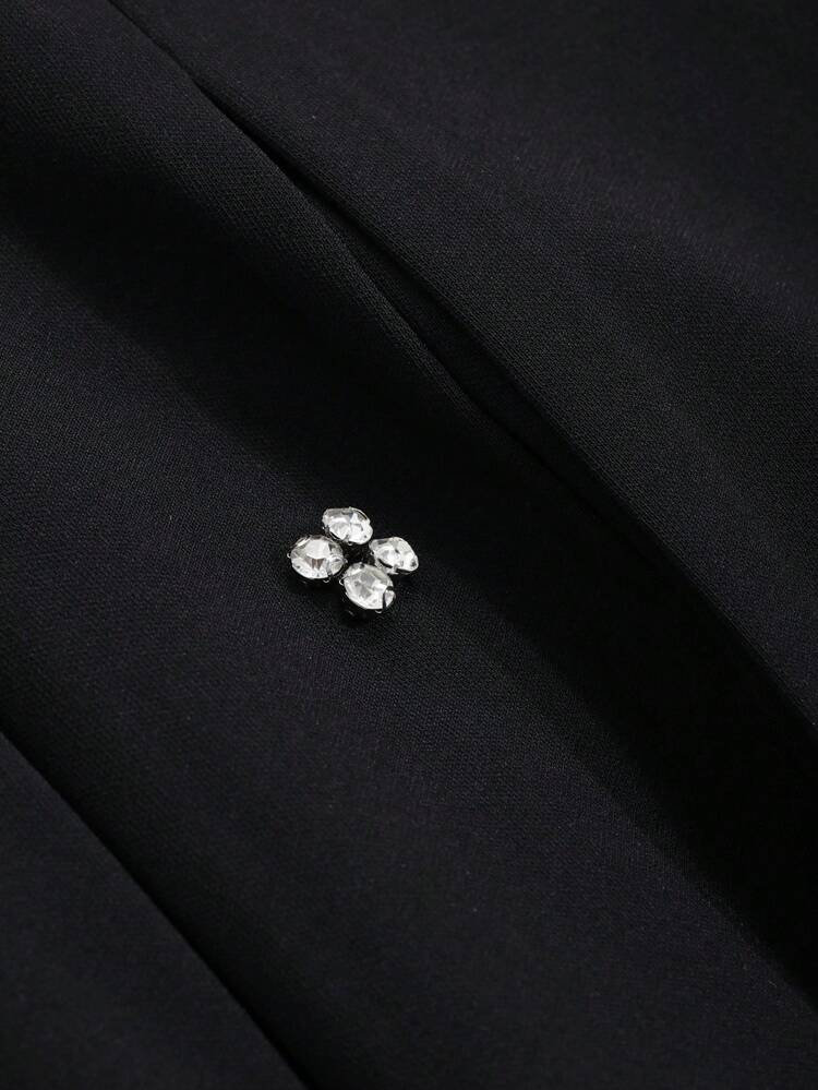Women Rhinestone Decorated Pleated Casual Everyday Skirt ,New Year Eve