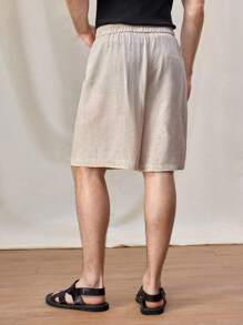 Manfinity VCAY Men Woven Straight Casual Short Loose Casual Straight Shorts Suitable For Summer - Apricot - View 7