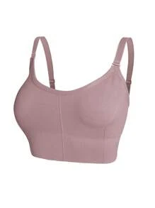 SHEIN 5 chiếc áo lót màu trơn không dây thoải mái dành cho nữ cỡ lớn - Nhiều màu - Xem 3