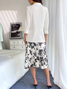 Chiquease 法式优雅通勤印花吊带女士套装 - 彩色 - 查看 2