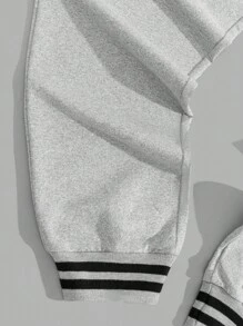 RueChic Cotton Men Striped Ribs Regular Sweatpants - Grey - View 5