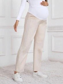 SHEIN Maternity Patchwork Simple Casual Everyday Wear Jeans - Apricot - View 6