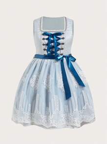 SHEIN Frenchy Vestido mini con bordado tipo dirndl para festival de Oktoberfest, talla grande, para mujer