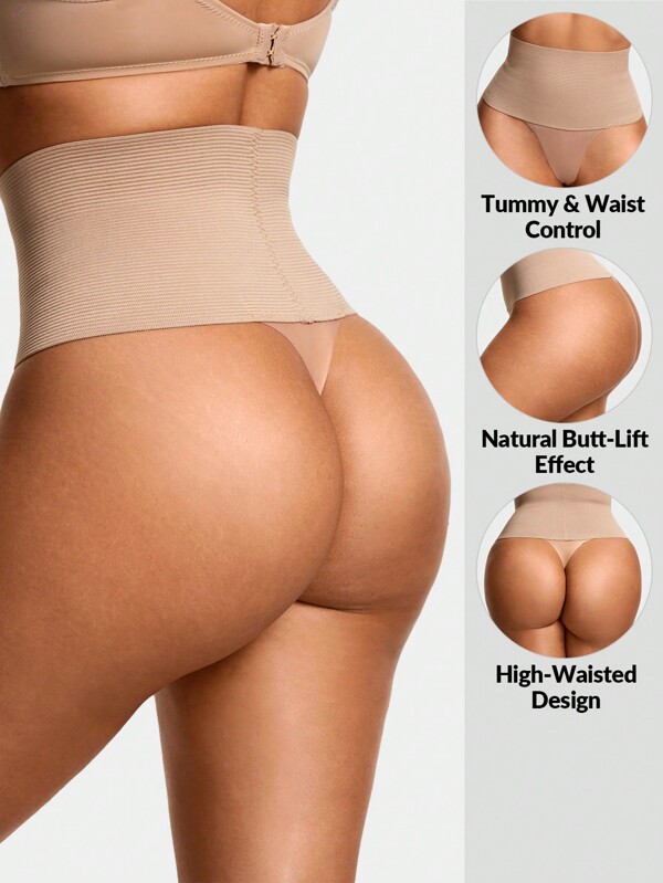 SHEIN Shape Îmbrăcăminte modelată cu talie înaltă Thong Panty Fund Body Shaper Butt Lifter-Dummy Control talie