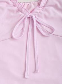 SHEIN Unity Women's Solid Color Simple Everyday Ruffle Hem Sleeveless Dress - Mauve Purple - View 5