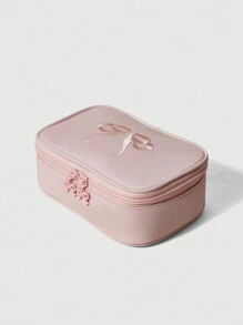 ROMWE Kawaii Túi trang điểm nơ vải thêu - Hồng - Xem 6