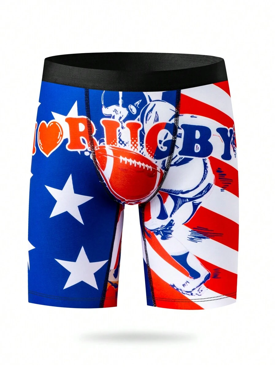 Men's Boxing Letters Digital Printing Casual Fashion Comfortable Breathable Boxer Briefs - Multicolor - View 1