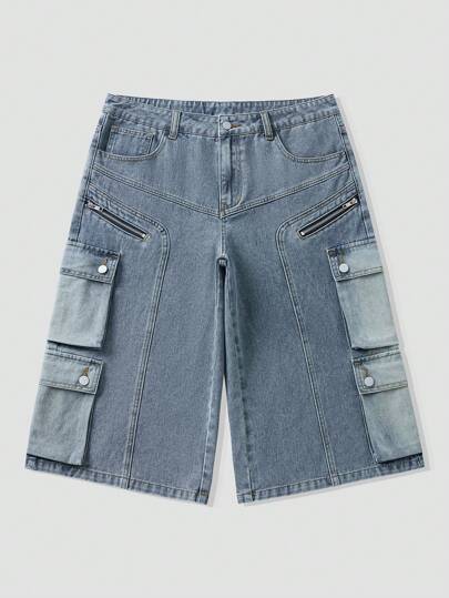 Street Life Jeans ample à jambe large avec poches cargo multiples pour hommes