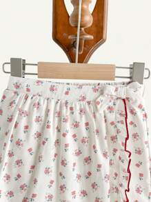 Cozy Pixies 嬰兒女孩色塊裙，設有植物和花卉圖案，褶邊修飾和蝴蝶結裝飾 - 粉色 - 查看 5
