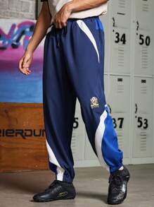 Gym Rark Boyfriend Style Men Contrast Color Simple Everyday Drawstring Sports Trousers Back To School Sweat Pants - Blue - View 1