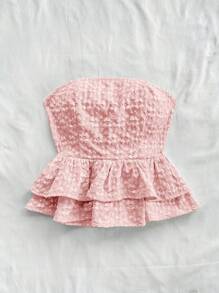 Soleia 度假女士休闲鹅提花系带露背抹胸 - 淺粉色 - 查看 3