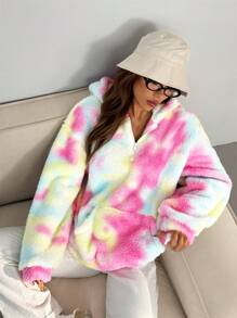 Muchica Loose Casual Tie-Dye Pattern Hoodie With Pockets, Autumn/Winter - Multicolor - View 6