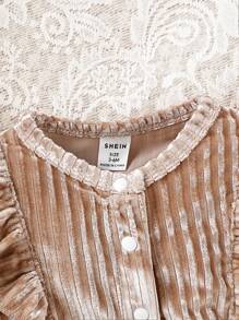 SHEIN 女婴秋冬针织纹理羊毛连体衣 + 时尚连帽帽套装 - 咖啡棕 - 查看 4