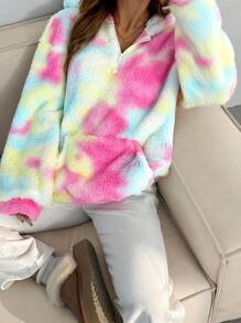 Muchica Loose Casual Tie-Dye Pattern Hoodie With Pockets, Autumn/Winter - Multicolor - View 5