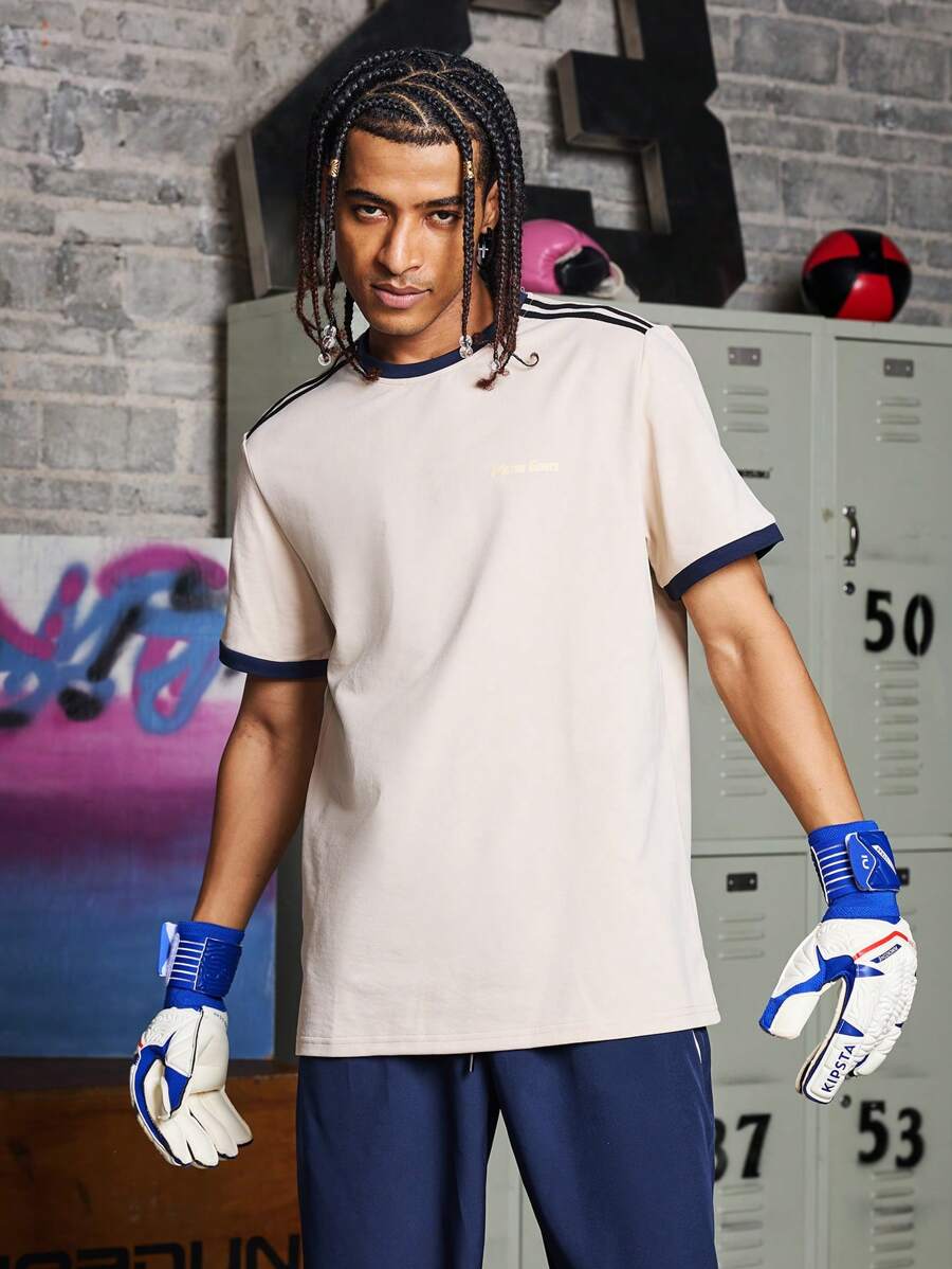 Manfinity Sport Corelite Áo thun thể thao tay ngắn đơn giản màu tương phản hàng ngày phong cách bạn trai dành cho nam trường học - Nhiều màu - Xem 1