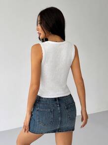 SHEIN EZwear Parte superior de punto sin mangas tipo corto con lazo