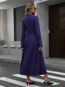 Aveloria Modichic Kiểu Pháp cổ điển sang trọng kiểu cổ áo Blazer có cổ chắp vá xếp li viền váy cho nữ - Màu tím - Xem 2