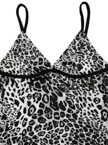 SHEIN ICON 女士夏季豹纹短款修身吊带背心 - 灰色 - 查看 4