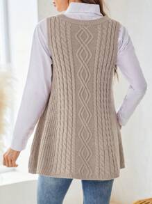 EMERY ROSE Women's Autumn A-Line Sweater Vest. - Apricot - View 2