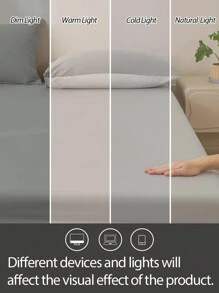 1 件水洗纯色床笠，适合厚度不超过 14 英寸的床垫 - 淺灰色 - 查看 5