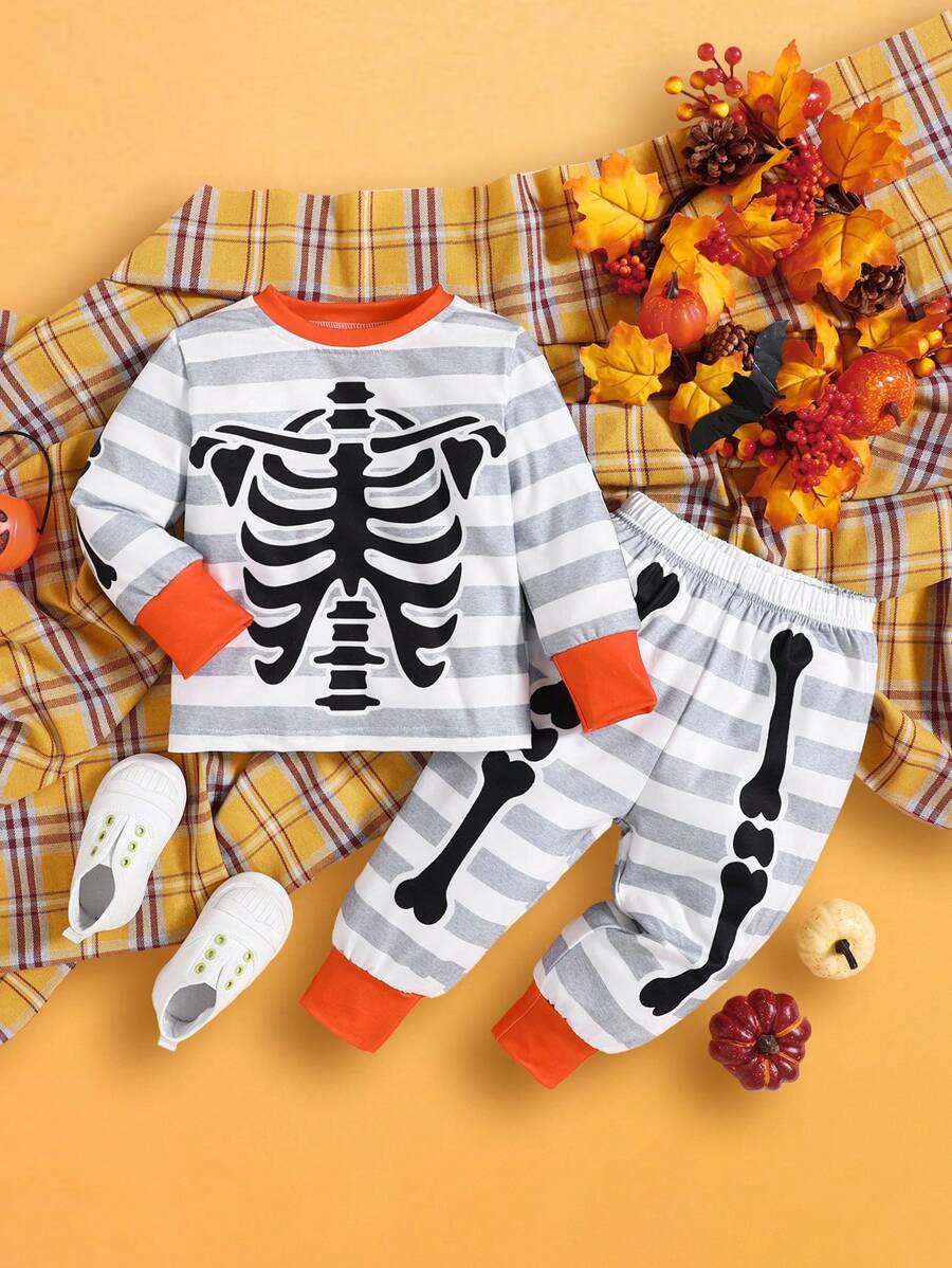 SHEIN Conjunto de posicionamiento de calavera para niño pequeño adecuado para uso en el hogar o en un evento de Halloween - Multicolor - Ver 1