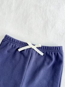 Cozy Pixies 3pcs Baby Boy Set: Letter Print Knit Soft Crew Neck Sweater, Pants And Hooded Vest - Apricot - View 6