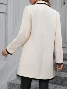 SHEIN Clasi Women Contrast Lapel Double-Breasted Pocket Versatile Coat Fall Women Jackets Winter Women Coat - Apricot - View 6