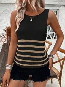 EMERY ROSE ملابس علوية قطنية بدون أكمام ذات لون متباين للنساء