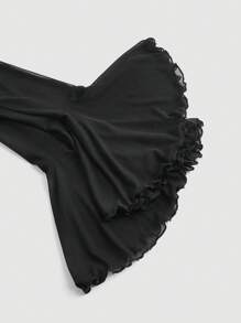 SHEIN MOD 大码黑色露肩超长女士太阳裙、秋季女士连衣裙、服装、秋季婚礼宾客礼服、文艺复兴时期连衣裙、露肩长袖连衣裙、返校节礼服、秋季婚礼宾客礼服、礼服、秋季女士连衣裙、长裙、舞会礼服、巫术服装 - 黑色 - 查看 3