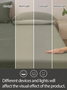 1pc 100% Cotton Fitted Sheet, Woven Washed Cotton, Linen Texture, Fits 35cm Thick Mattress, Unisex Dorm Bedding, School Dormitory Decor, Minimalist Bedroom Decor