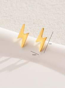 Par de aros minimalistas elegantes de acero inoxidable chapado en oro de 18 quilates, de forma geométrica - Amarillo Oro - Ver 7