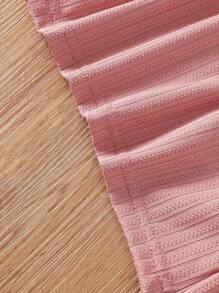 3pcs Baby Girls Ruffle Collar Patchwork Long Sleeve Casual Outfit - Multicolor - View 4