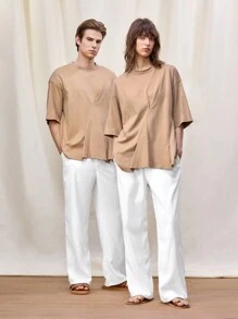 Manfinity INSISELF Camiseta casual de cuello redondo de manga corta de punto para hombre, adecuada para el uso diario en verano