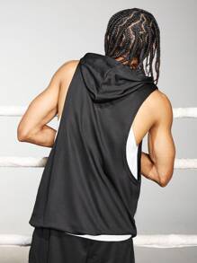 Sport MetroGents Camiseta sin mangas con capucha con cordón y diseño gráfico de letra para hombre, paquete de tops deportivos