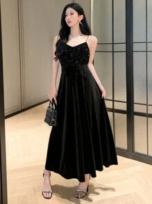 DAZY 女士纯色休闲简约日常半身裙，适合新年、秋季和冬季穿着。 - 黑色 - 查看 2