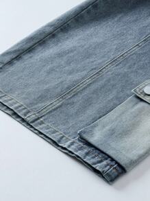 ROMWE MEN Street Life Męskie dżinsy o luźnym kroju i szerokich nogawkach z wieloma kieszeniami cargo