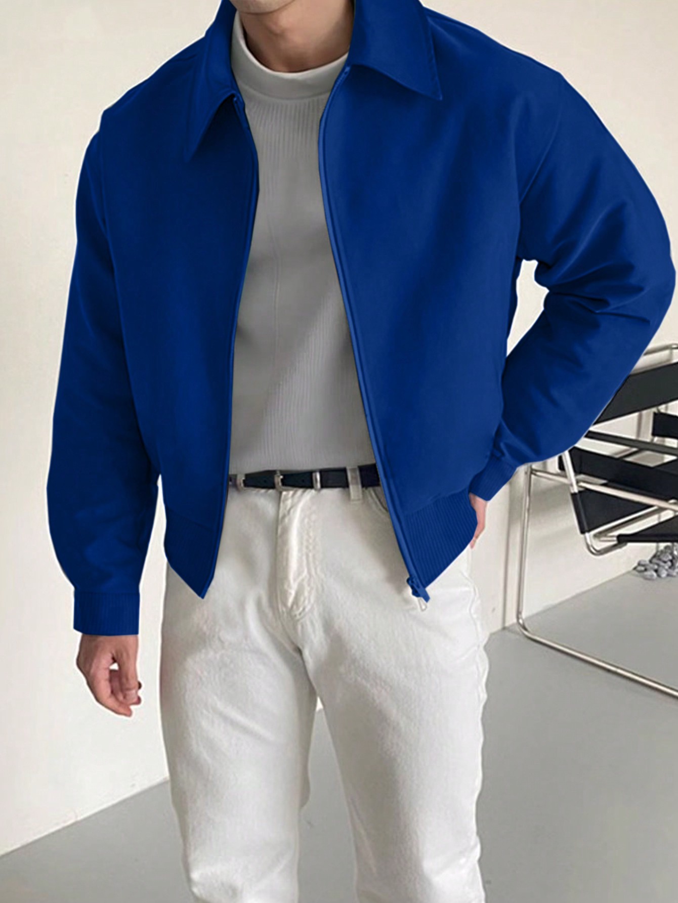 Manfinity Dauomo Men Spring And Autumn Solid Color Long Sleeve Daily Casual Jacket