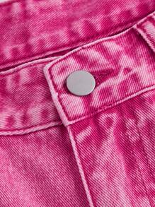 SHEIN MOD Women's Simple Daily Denim Jeans With Star Patch - Pink - View 3